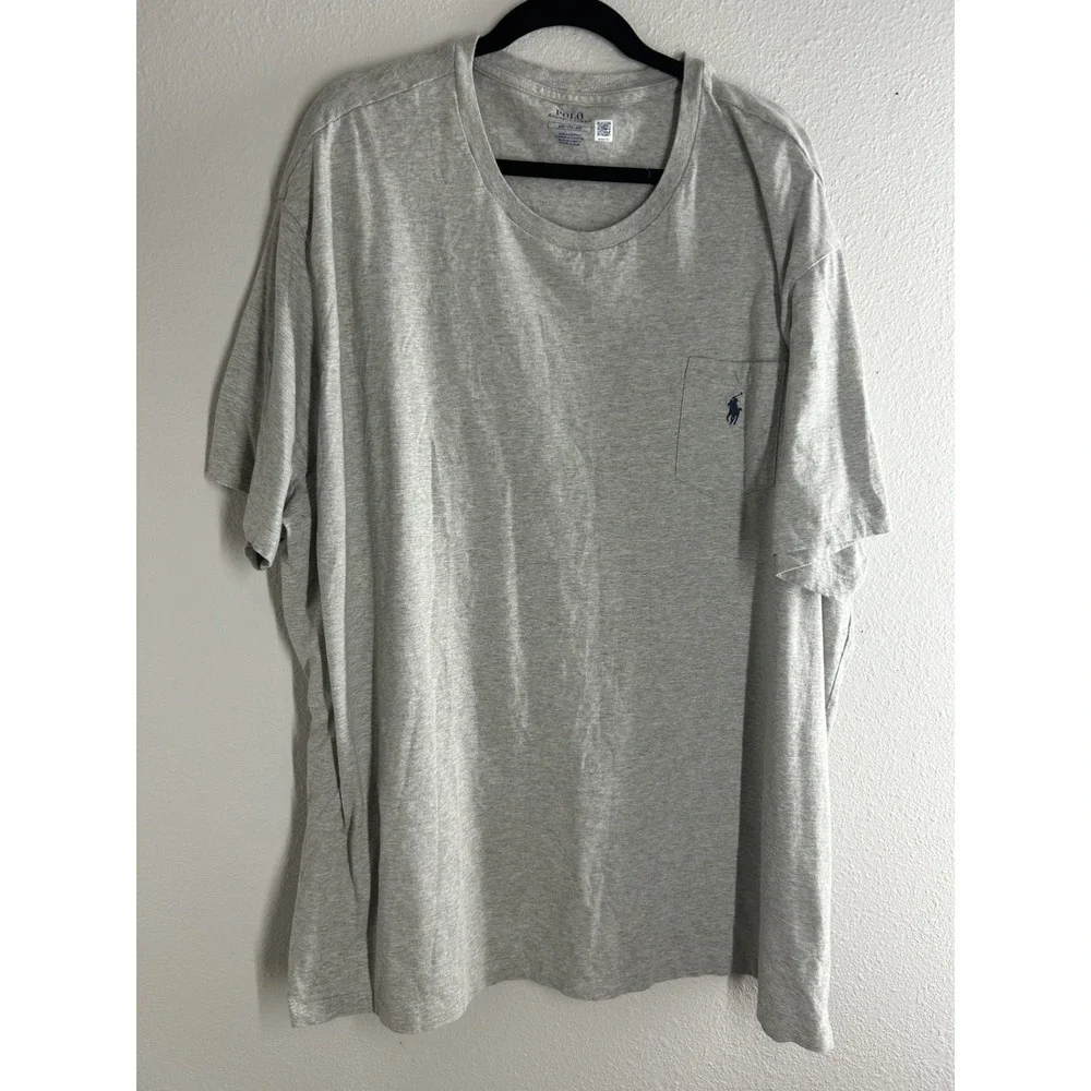 Polo Ralph Lauren Shirt Mens XXL Oatmeal Beige Heather Pocket Crew Neck T-shirt